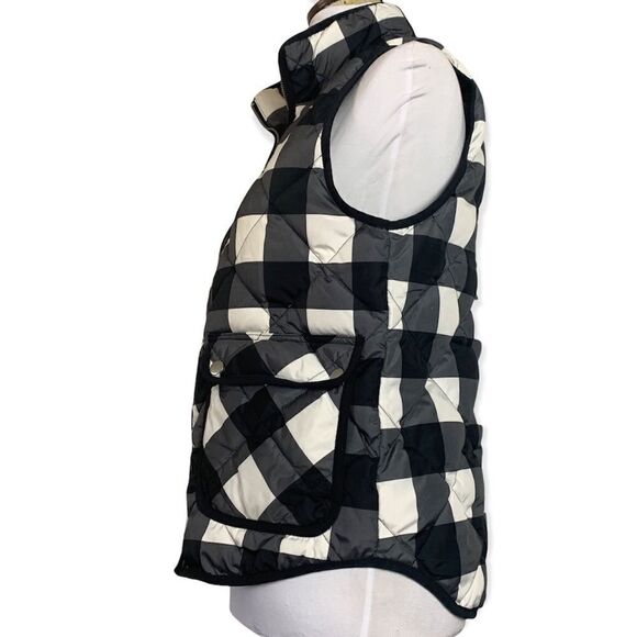 WOOLRICH women’s black and white plaid quilted vest sz S - Picture 2 of 3